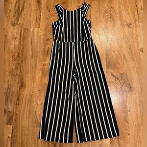 By & By Sleeveless, Black and White Striped Jumpsuit, Women's Sz. L